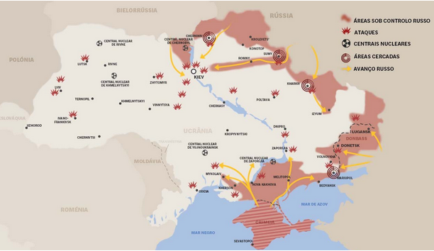 Mapa 1ª fase Guerra Ucrânia